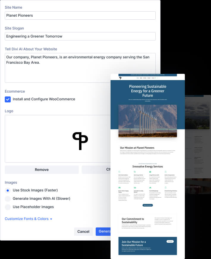 Divi AI Quick Sites